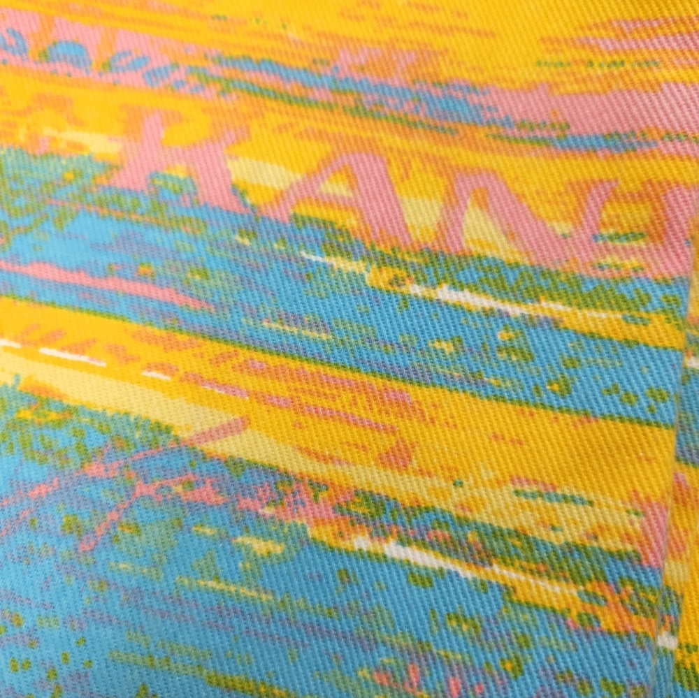 Karl Kani Vintage 90s NWT Turquoise Yellow Flare Denim Jeans 28 Small - Picture 16 of 16